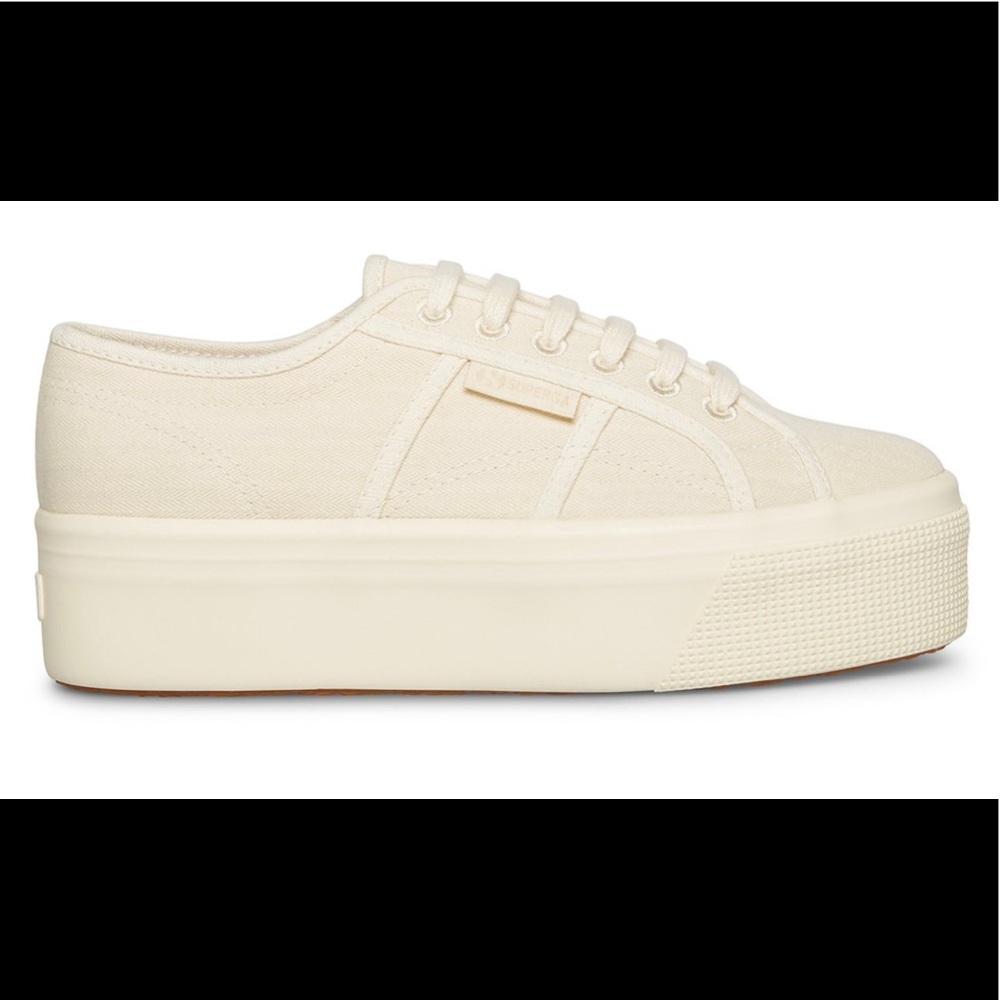 SUPERGA ORGANIC HERRINGBONE OFF-WHITE PLATFORMS